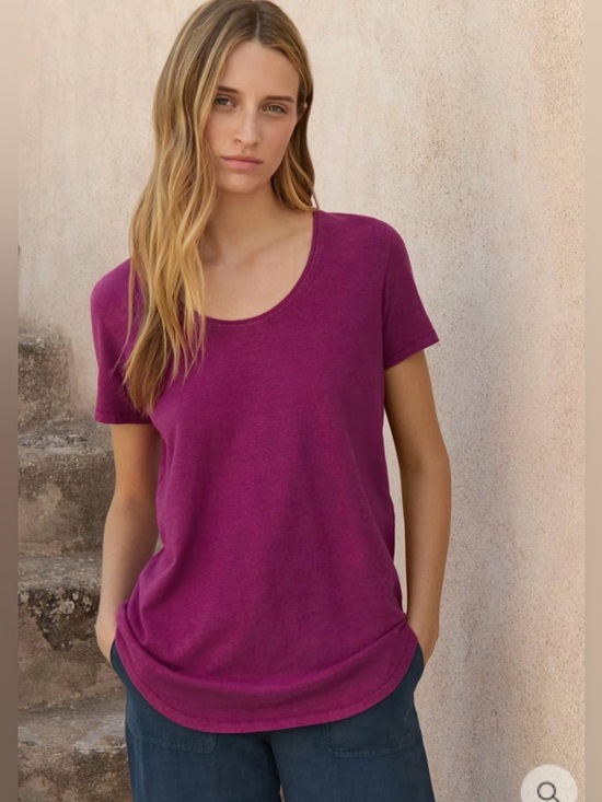 Poetry Tops - Poetry Hemp/Organic Cotton Blend Scoop Neck Short Sleeve T-Shirt - Women’s 6